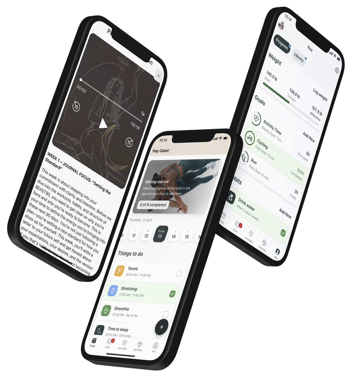 A mockup of the coaching app showcasing the features.